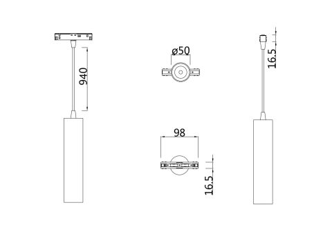Трековый подвесной светильник Technical TR016-2-12W4K-W