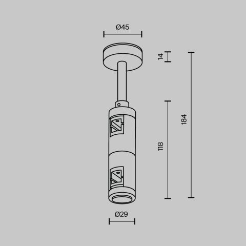Комплектующие для систем освещения с токоведущими элементами Technical TRA156C-D1-PT