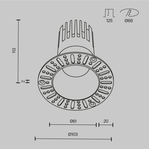 Встраиваемый светильник Technical DL122-15W-2.7K-TRS-B