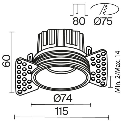 Встраиваемый светильник Technical DL058-12W3K-TRS-W
