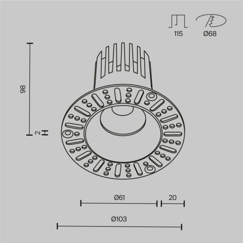 Встраиваемый светильник Technical DL121-15W-3K-TRS-B