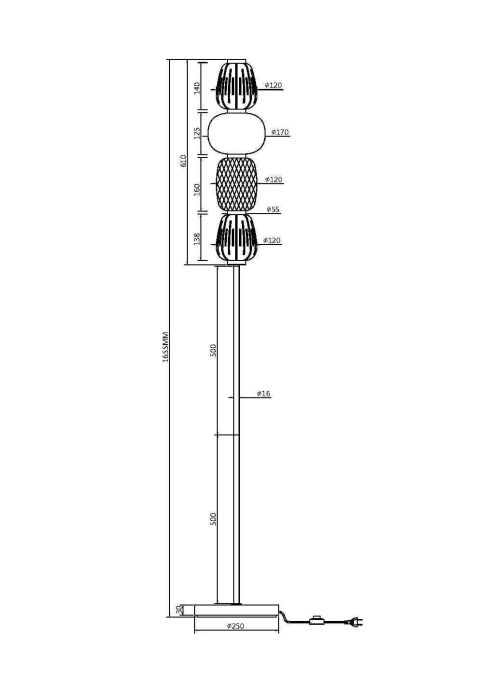 Напольный светильник (торшер) Maytoni MOD267FL-L32CH3K